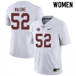 NCAA Women's Alabama Crimson Tide #52 Preston Malone Stitched College 2019 Nike Authentic White Football Jersey JN17H37BQ